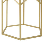 Set of 2 Gold Hexagonal Frame Side Tables with Mirrored Glass Top