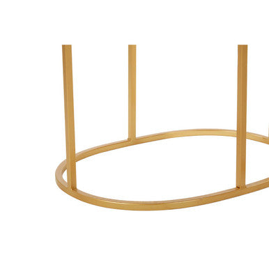 Set of 2 Mirrored Glass Oval Top Side Tables with Gold Finish Metal Frame