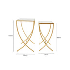 Set of 2 Mirrored Glass Top Rectangular Side Tables with Gold Metal Frame