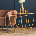 Set of 2 Mirrored Glass Top Rectangular Side Tables with Gold Metal Frame