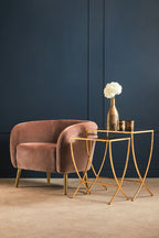 Set of 2 Mirrored Glass Top Rectangular Side Tables with Gold Metal Frame