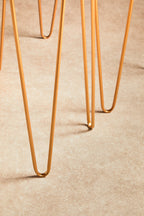 Gold Finish Set of 2 Rectangular Side Tables with Hairpin Legs