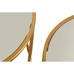 Set of 2 Mirrored Glass Top Side Tables with Gold Hairpin Legs Rounded Design