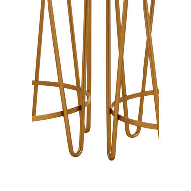 Set of 2 Mirrored Glass Top Side Tables with Gold Hairpin Legs Rounded Design