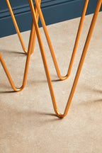 Set of 2 Mirrored Glass Triangle Top Side Tables with Gold Hairpin Legs
