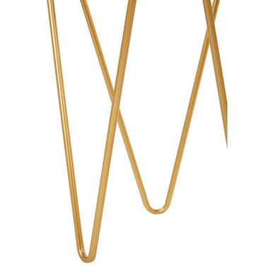 Set of 2 Mirrored Glass Triangle Top Side Tables with Gold Hairpin Legs