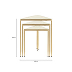Set of 3 Mirrored Glass Top Triangle Nesting Tables with Gold Champagne Metal Frame | Avantis
