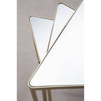 Set of 3 Mirrored Glass Top Triangle Nesting Tables with Gold Champagne Metal Frame | Avantis