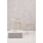 Set of 3 Mirrored Glass Top Triangle Nesting Tables with Gold Champagne Metal Frame | Avantis