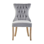 Grey Velvet Buttoned Dining Chair