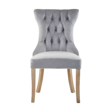 Grey Velvet Buttoned Dining Chair