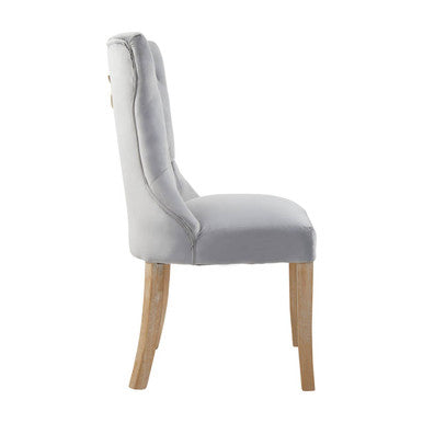 Grey Velvet Buttoned Dining Chair