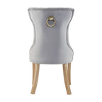 Grey Velvet Buttoned Dining Chair