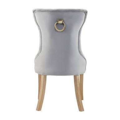 Grey Velvet Buttoned Dining Chair