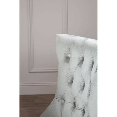Grey Velvet Buttoned Dining Chair