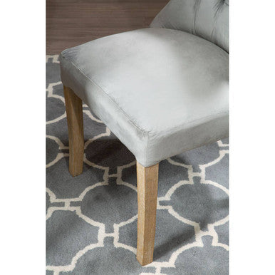 Grey Velvet Buttoned Dining Chair