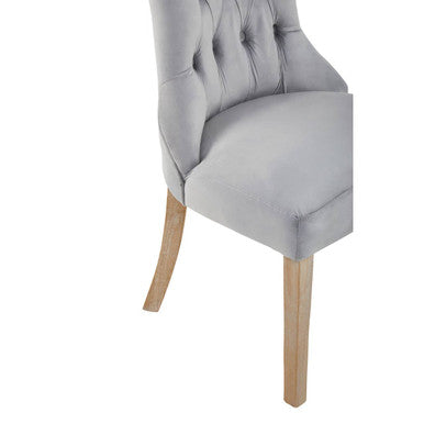 Grey Velvet Buttoned Dining Chair