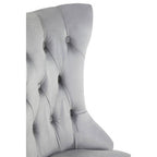 Grey Velvet Buttoned Dining Chair