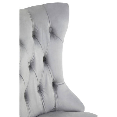 Grey Velvet Buttoned Dining Chair