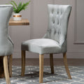 Grey Velvet Buttoned Dining Chair