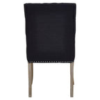 Black Linen Dining Chair with Wooden Legs