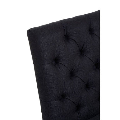 Black Linen Dining Chair with Wooden Legs