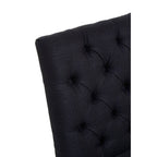 Black Linen Dining Chair with Wooden Legs