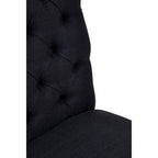 Black Linen Dining Chair with Wooden Legs