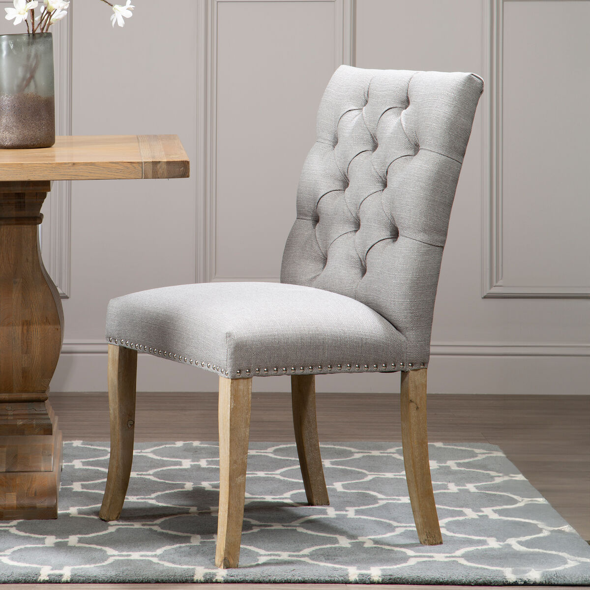 Grey Linen Dining Chair