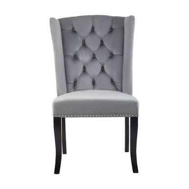 Plush Grey Velvet Dining Chair