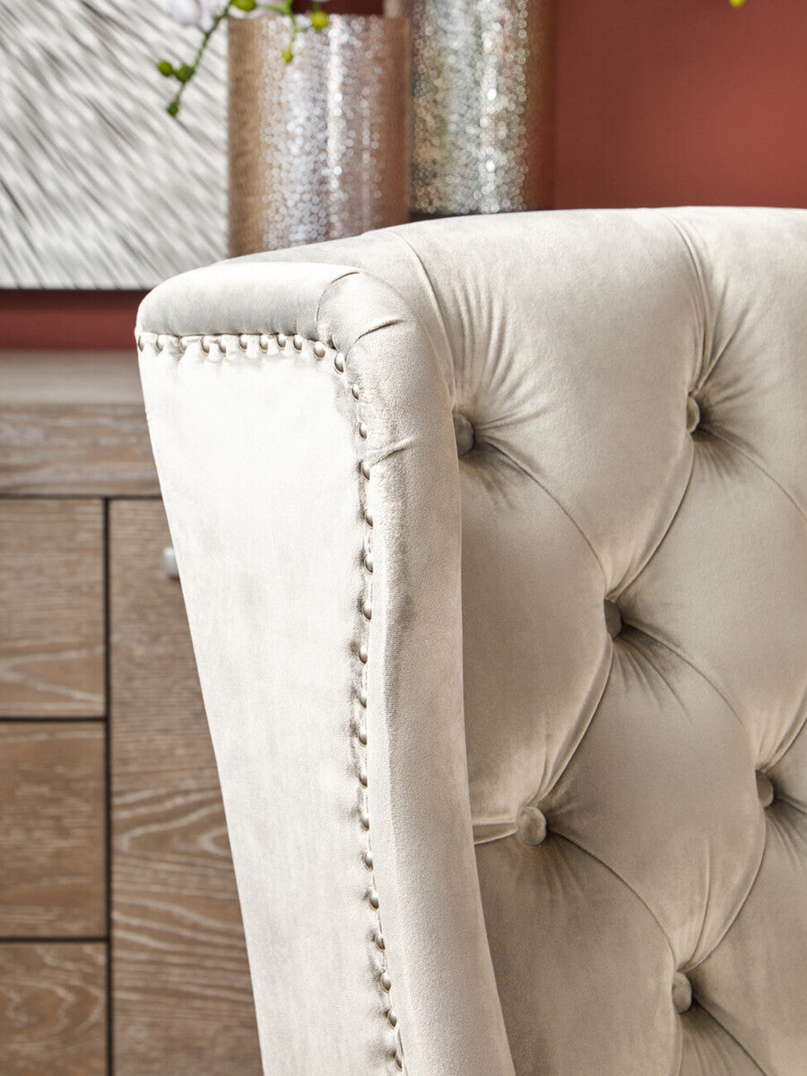 Plush Grey Velvet Dining Chair