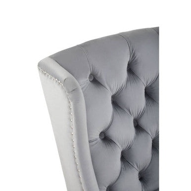 Plush Grey Velvet Dining Chair