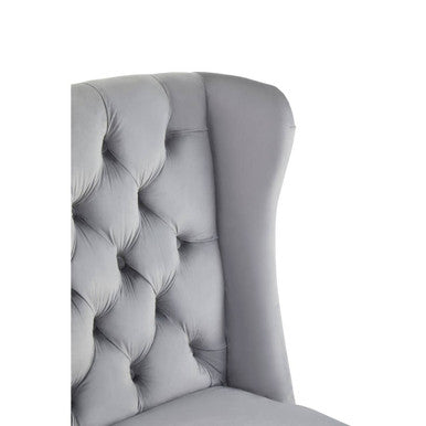 Plush Grey Velvet Dining Chair