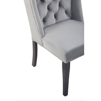 Plush Grey Velvet Dining Chair