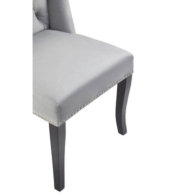 Plush Grey Velvet Dining Chair