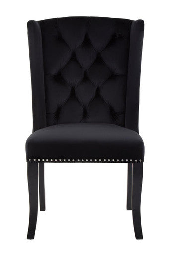 Black Velvet Dining Chair with Dark Legs
