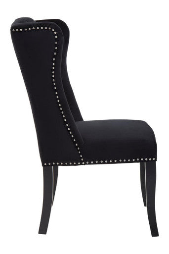 Black Velvet Dining Chair with Dark Legs