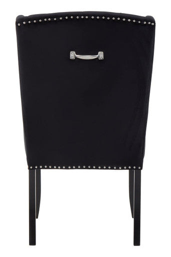 Black Velvet Dining Chair with Dark Legs