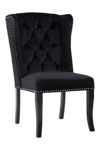 Black Velvet Dining Chair with Dark Legs