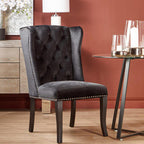 Black Velvet Dining Chair with Dark Legs