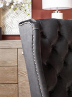 Black Velvet Dining Chair with Dark Legs
