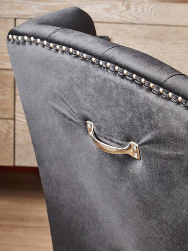 Black Velvet Dining Chair with Dark Legs