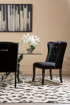 Black Velvet Dining Chair with Dark Legs