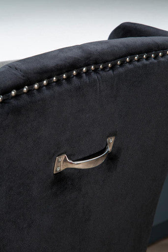 Black Velvet Dining Chair with Dark Legs