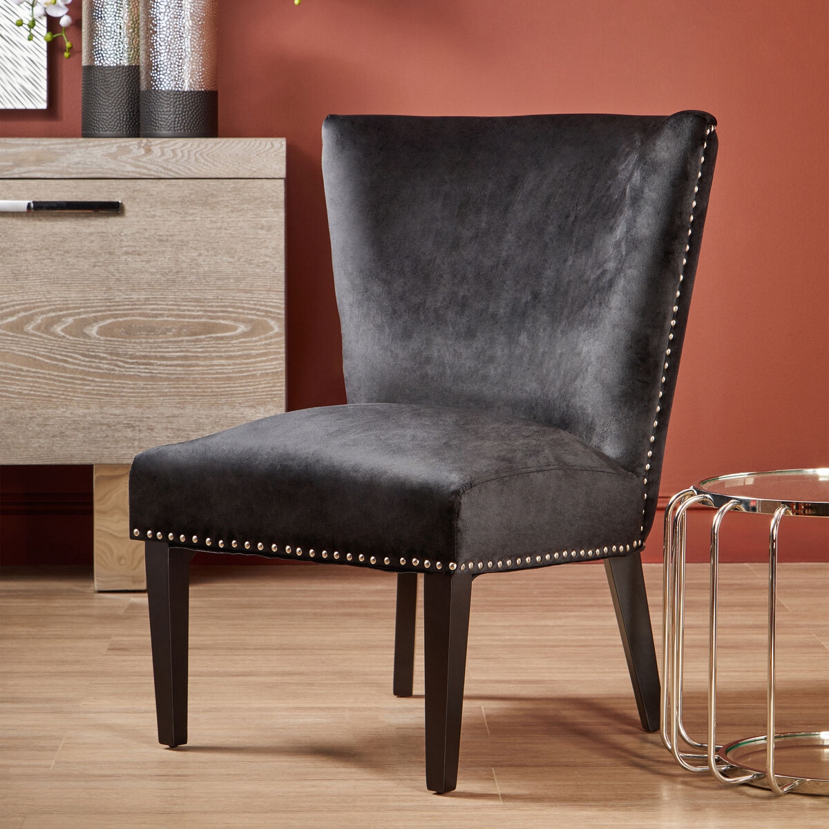Black Winged Dining Chair