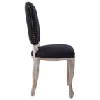 Black Linen Dining Chair with Antique Wood Legs
