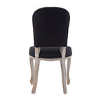 Black Linen Dining Chair with Antique Wood Legs