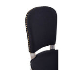 Black Linen Dining Chair with Antique Wood Legs
