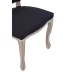 Black Linen Dining Chair with Antique Wood Legs