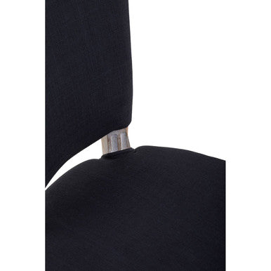 Black Linen Dining Chair with Antique Wood Legs